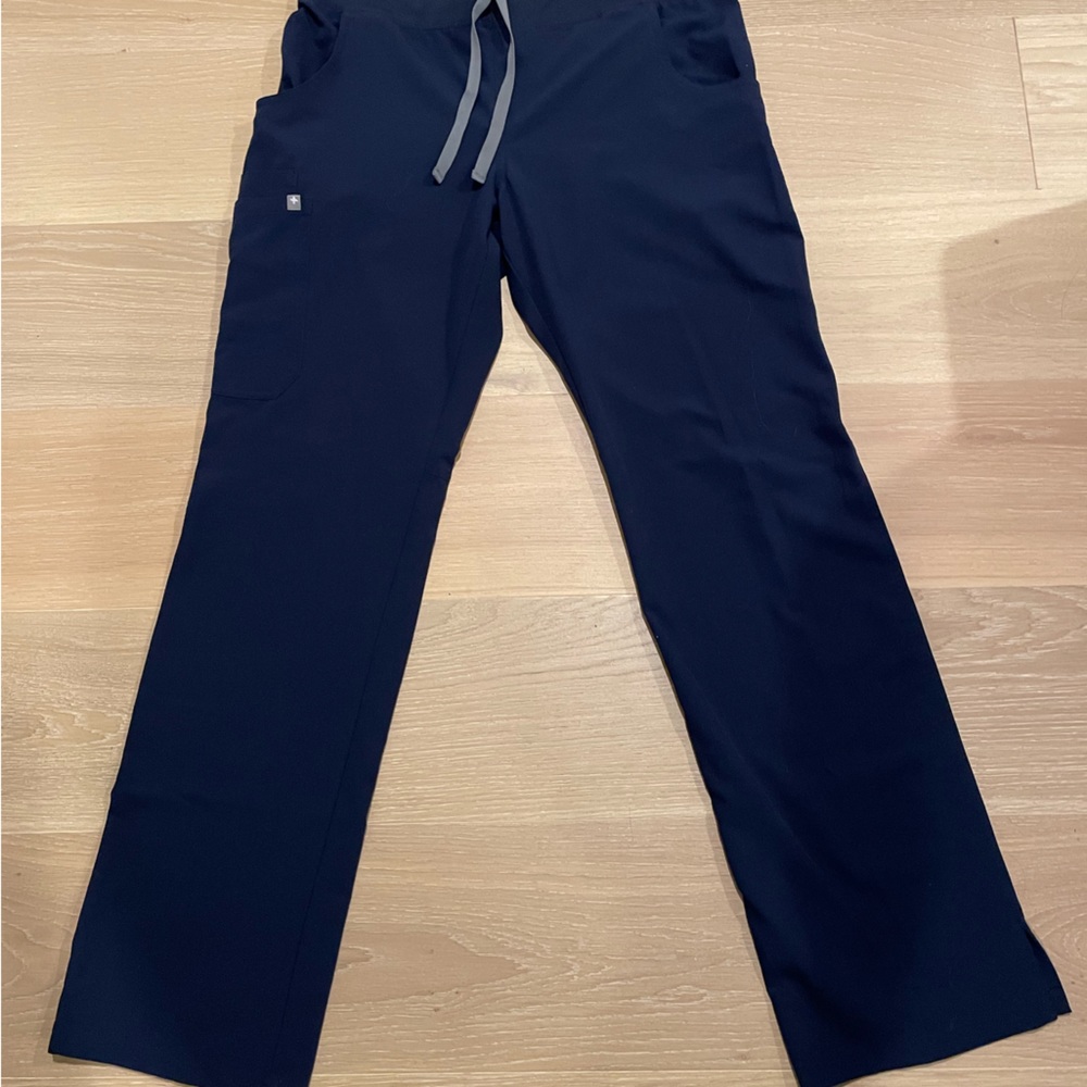Navy blue tall Fig scrubs. Kasma cargo.